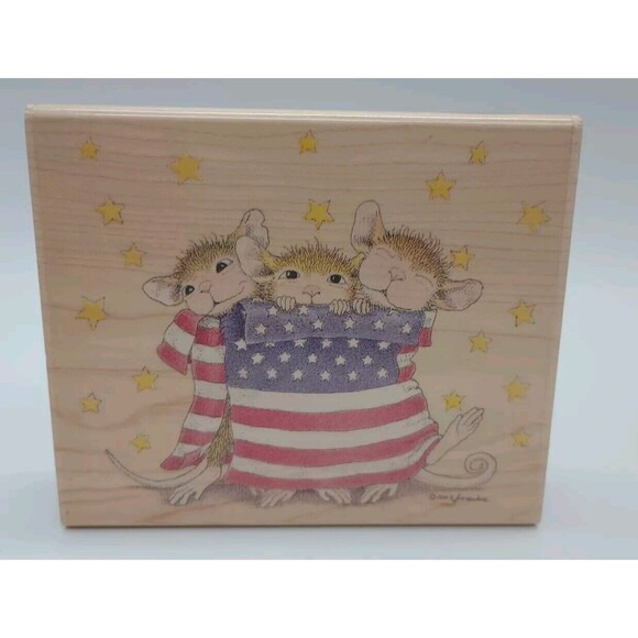 House Mouse stamp Patriotic Wrap Amanda Maxwell Mudpie July 4th Flag HMKR1005 - Picture 1 of 6